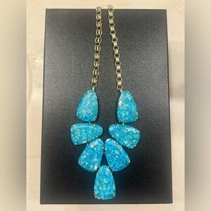 Kendra Scott Harlow Gold Statement Necklace In Bronze Veined Turquoise